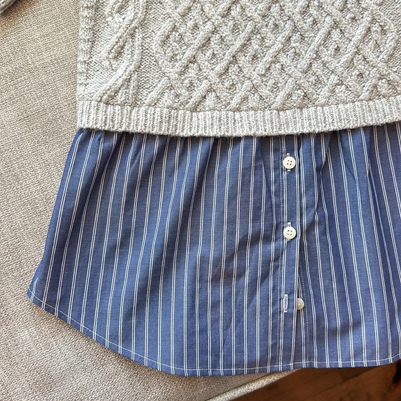 ANTHROPOLOGIE Maeve Twofer Short Sleeve Sweater | Grey Short Sleeve Sweater - Picture 5 of 7